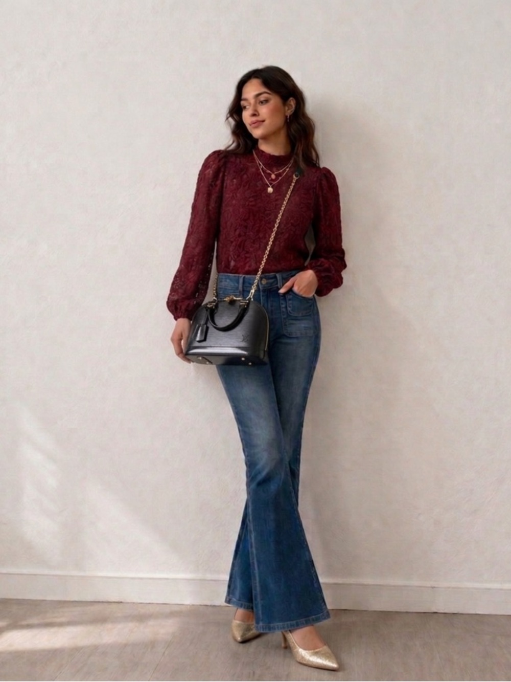 Free People Sweet Talker Floral Lace High Neck Puff Sleeve Blouse, Size S - Picture 4 of 16